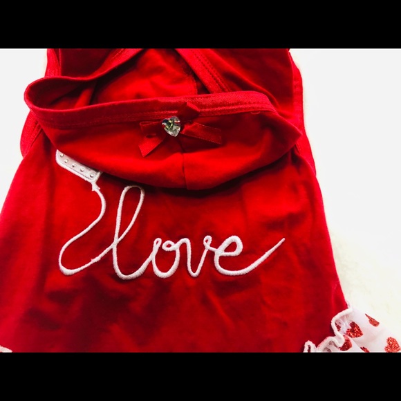 ❤️Red & White LOVE Doggie Dress with Ruffles❤️ - Picture 9 of 14